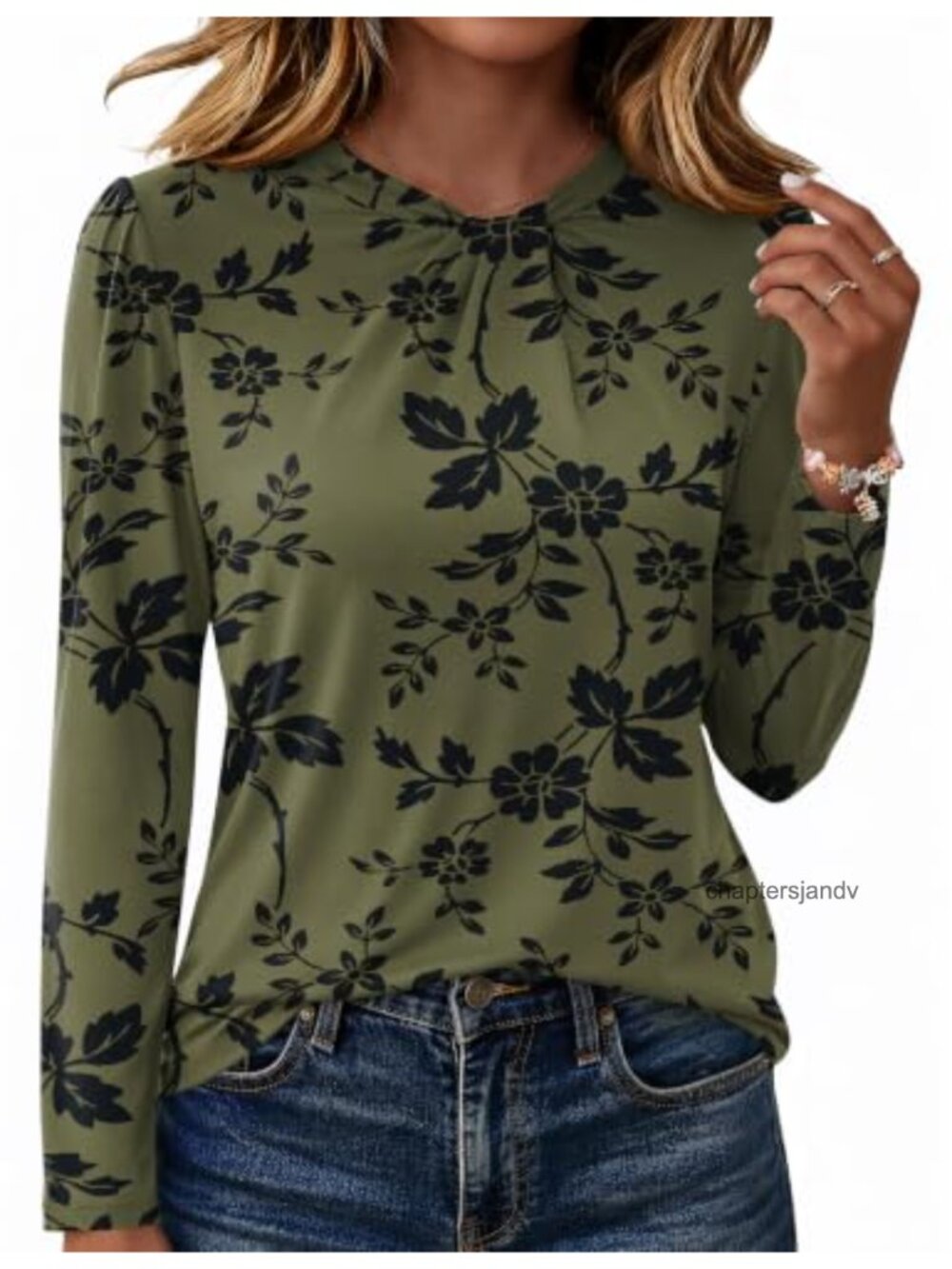 Long Sleeve Mock Neck Twist Knot Blouse Stretchy Slim Fit Dressy Casual
